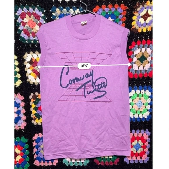 Conway Twitty Purple Vintage Single Stitch Screen Stars Purple Sleeveless Shirt